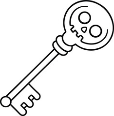 Skeleton Key Line Art Vector