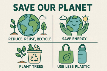 Save Our Planet Infographic with Eco-Friendly Environmental Tips