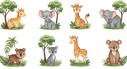 Jungle Animal Characters Illustration