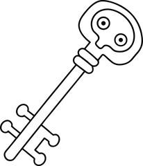 Skeleton Key Line Art Vector