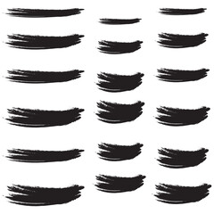 Black Brush Stroke Elements on White Background