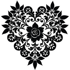 romantic floral lacework silhouette vector