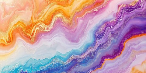 Abstract fluid art background with iridescent holographic colors and wavy lines