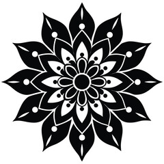 traditional indian floral silhouette vector