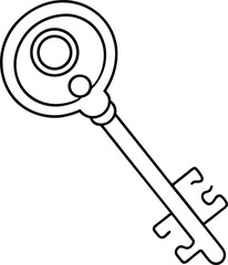 Skeleton Key Line Art Vector