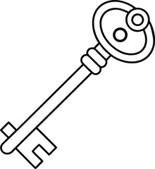 Skeleton Key Line Art Vector