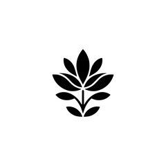 Minimalist Black Plant Icon on White Background