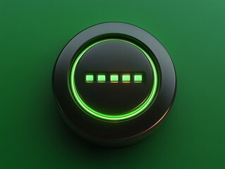 Green illuminated button with LED lights.