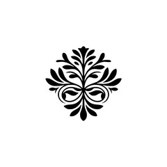 Minimalist Floral Ornament - Elegant Black Vector Design on White Background