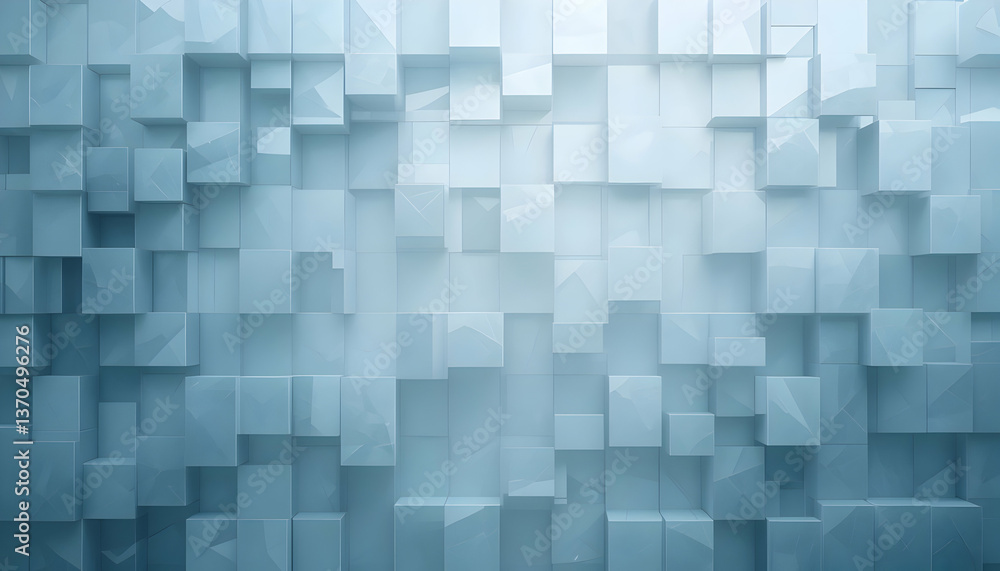 Poster abstract 3d geometric background light blue cubes pattern wall texture modern design minimalist styl