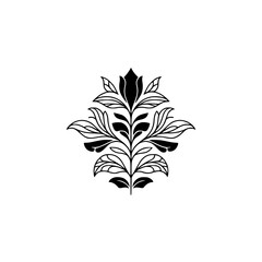 Elegant Black Floral Ornament on White: Vector Damask Design