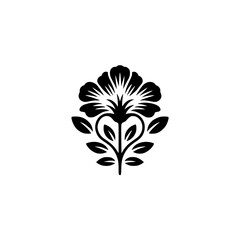 Minimalist Black Floral Emblem on White Background