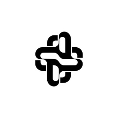 Abstract Cross Logo: Minimalist Black and White Design
