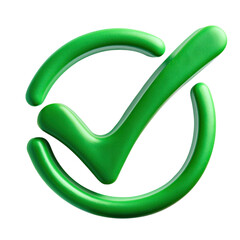 Vibrant Green Checkmark Symbol with Smooth Curved Lines and Shine