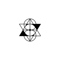 Sacred Geometry: Black & White Minimalist Symbol on White