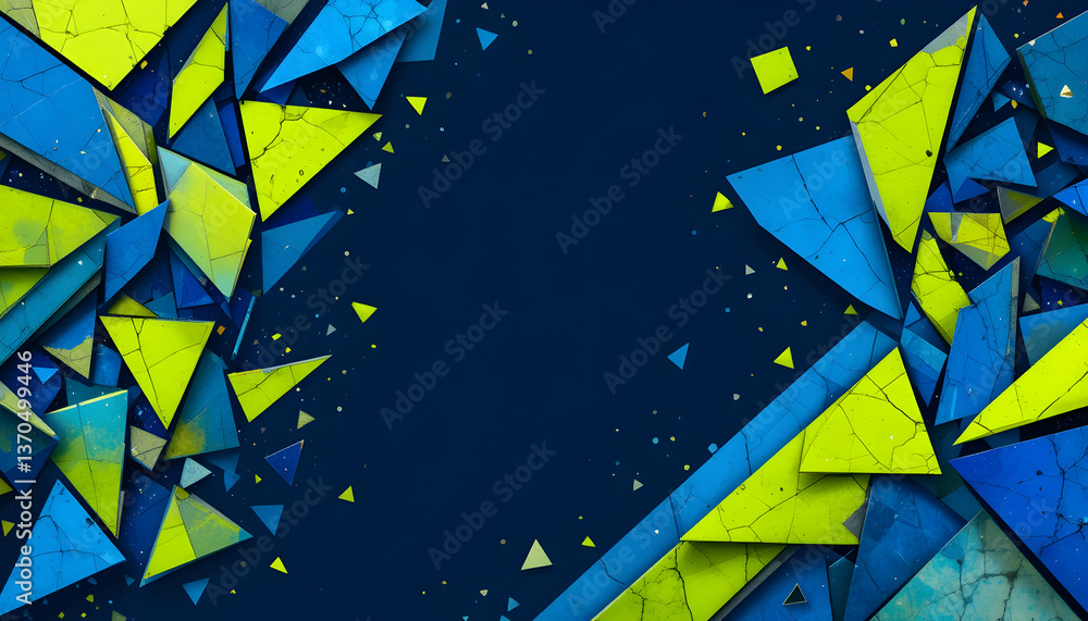 Poster abstract blue and green geometric triangle background design for modern presentations and creative p