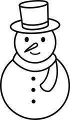 Snowman Line Art Vector