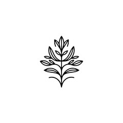 Minimalist Botanical Line Art Logo Design on Cream Background
