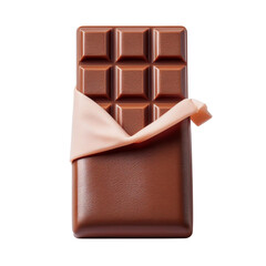 Chocolate Bar Wrapped in Soft Fabric on White Background, Isolated On transparent Background