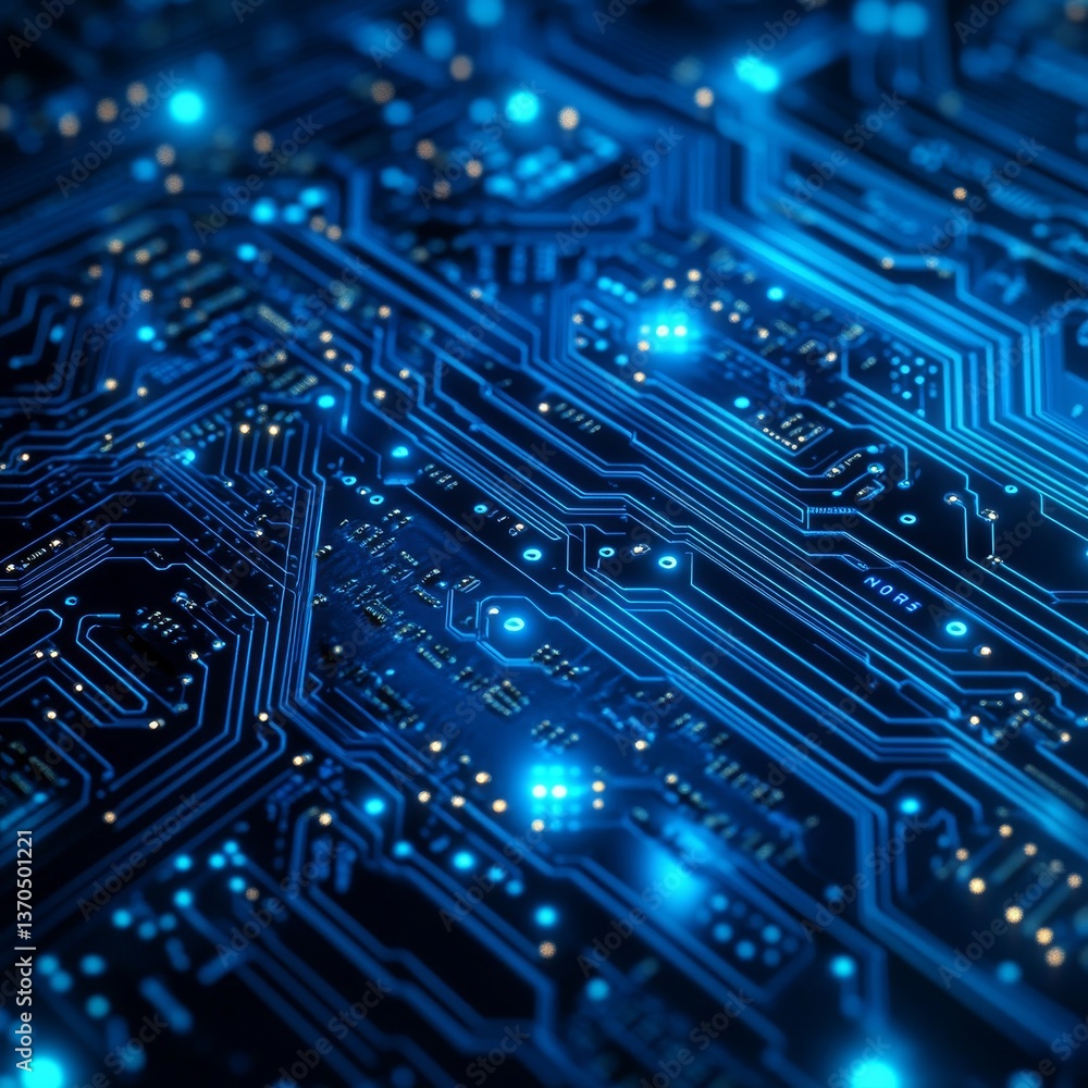 Leinwandbilder illuminated circuit board: a glimpse into the technological heart of digital innovation and electron