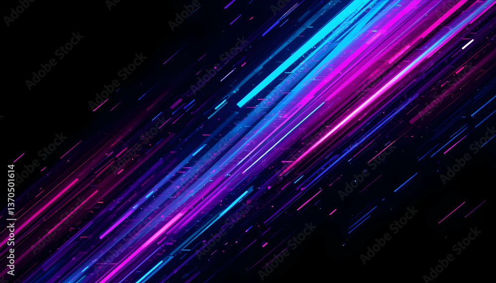 Poster vibrant neon streaks abstract background speed motion light trails futuristic data stream digital de