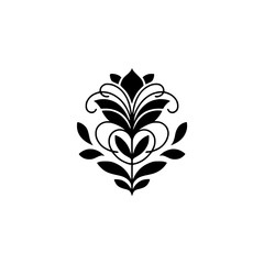 Elegant Black Floral Ornament on White Background