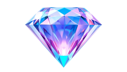 Glossy 3D diamond featuring pastel gradient colors of blue, pink, and purple png