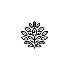Minimalist Black and White Leafy Tree Logo, Nature-Inspired Design