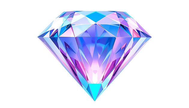 Glossy 3D diamond featuring pastel gradient colors of blue, pink, and purple png