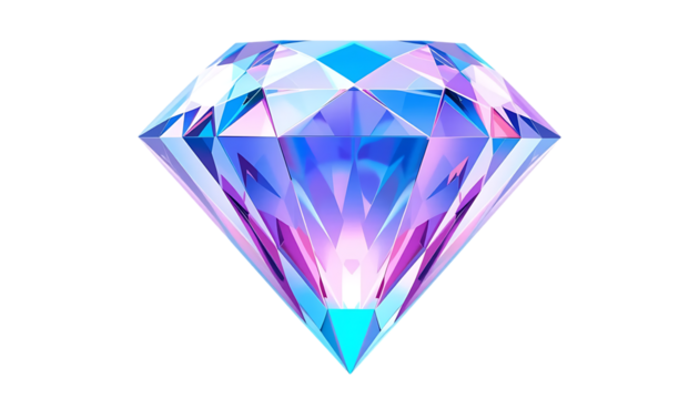 Glossy 3D diamond featuring pastel gradient colors of blue, pink, and purple png