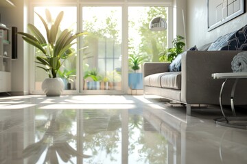 Modern Living Room with Linoleum Floor