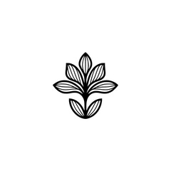 Minimalist Botanical Logo: Black Floral Design on White