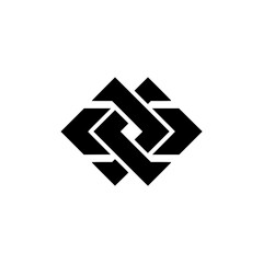 Black Geometric Interlocked Symbol on White Background