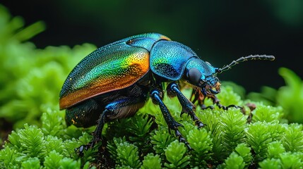 Fototapeta premium Colorful Beetle in Warm Glow