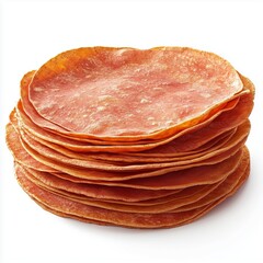 Tortilla stack traditional flat bread, isolated white