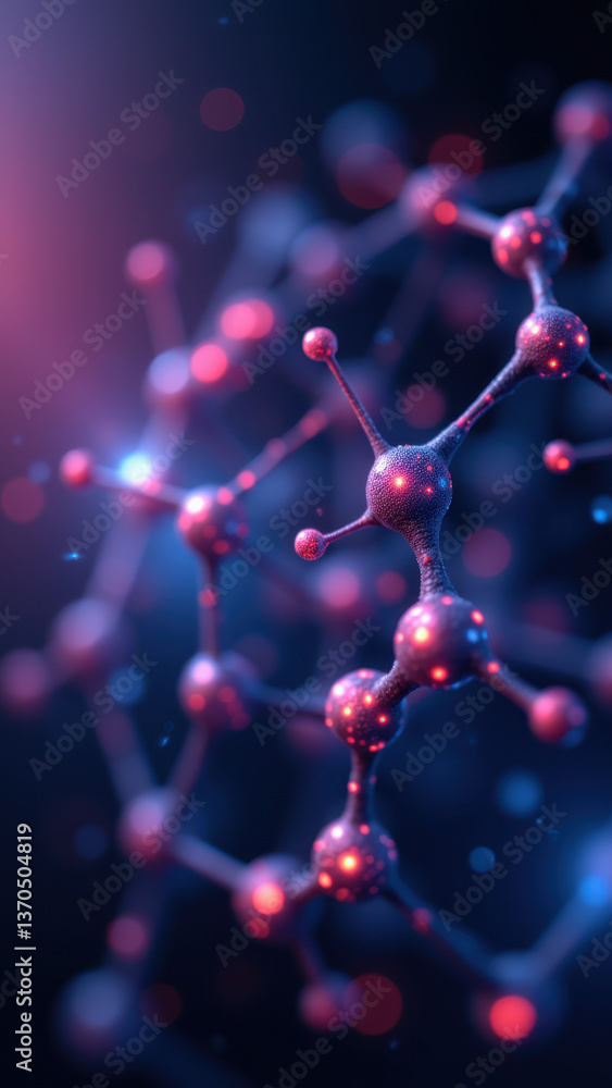 Poster stunning close-up of nicotinamide adenine dinucleotide molecule with glowing atoms, symbolizing its 