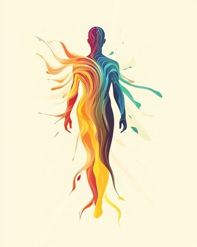 art future self A colorful abstract representation of a human figure embodying emotions and energy, symbolizing personal growth and enlightenment.