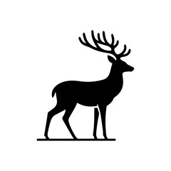 Vector silhouette of a deer with black antlers