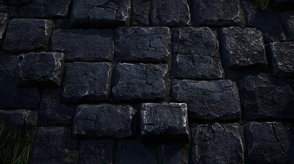 Naklejka premium Dark Stone Cobblestone Pavement Texture Background