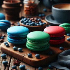 Macaroons plate on the table 