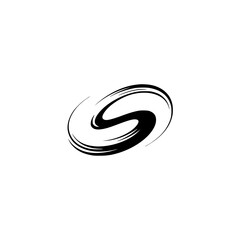 Stylized Letter S Logo in Motion, Black on White, Abstract Design Concept