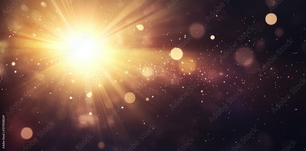 Poster a brilliant star shines brightly in the vastness of space. surrounded by countless twinkling stars. 