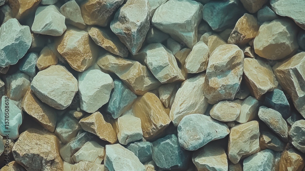 Poster An array of various colored rocks is clustered in a design