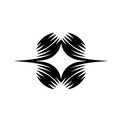 Geometric Floral Logo Design in Black on White, Vector Illustration