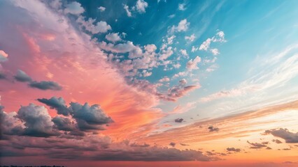 Naklejka premium Dramatic Sunset Sky with Vibrant Pink and Blue Clouds