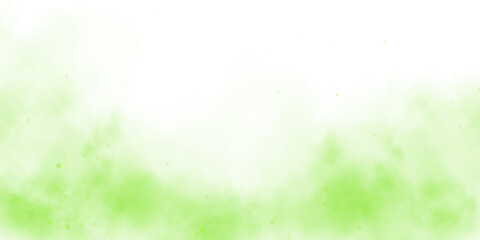 Magic green smoke with glitter and small particles of twinkling stars. Fog with luminous particles. Green vapor with stardust. Morning fog over land or water surface, magic haze. Fog or smoke. PNG.