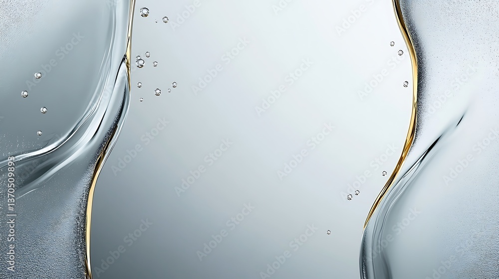 Poster abstract artistic flowing liquid elements with tiny scattered bubbles
