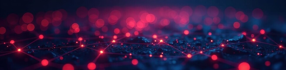Abstract glowing network nodes and lines on dark background, wallpaper, backdrop, nodes