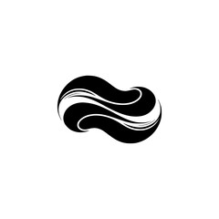 Abstract Black and White Flowing Logo Design on White Background