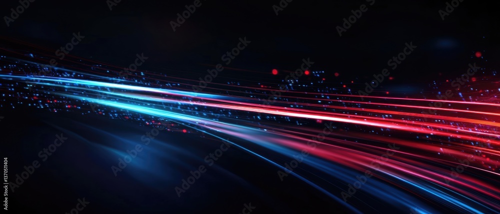 Poster vibrant abstract background of flowing blue and red light streaks on a dark backdrop creates a sense